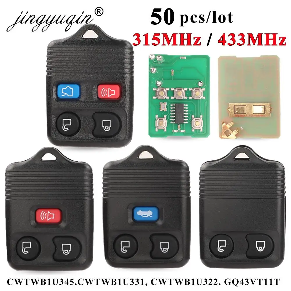 jingyuqin 50pcs 3/4BTN Car Key Transit Keyless Entry Fob 315/433MHz For Ford focus Complete Escape Remote Control Circuid Board