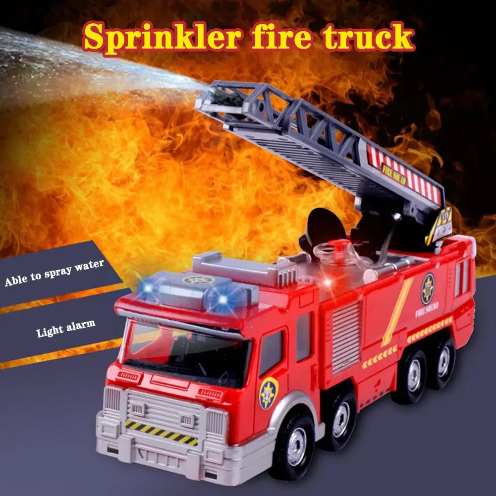 Electric Universal Water Spray Fire Truck Simulation Children Music Model Fire With Lights Toy Birthday Truck Gift X0U8