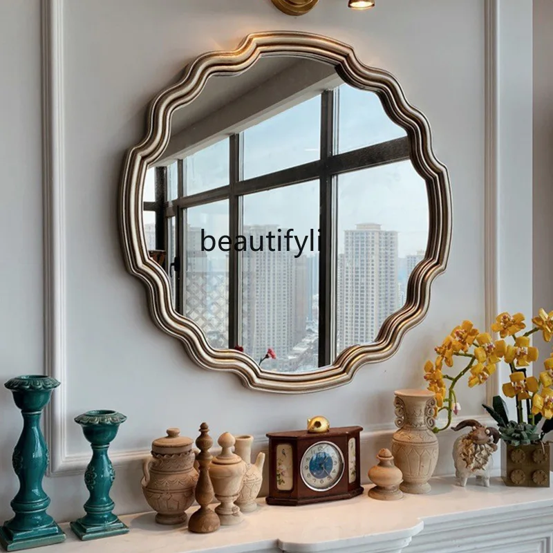 

scandinavian American retro Bathroom Mirror Fireplace Decorative Mirror Intelligent Light-emitting Mirror