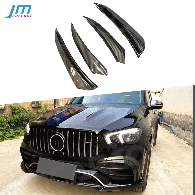 Dry Carbon Fiber Front Fog Light Grid Bumper Anards Splitters for Mercedes Benz GLE Class W167 GLE53 AMG SUV 2020 UP FRP Black