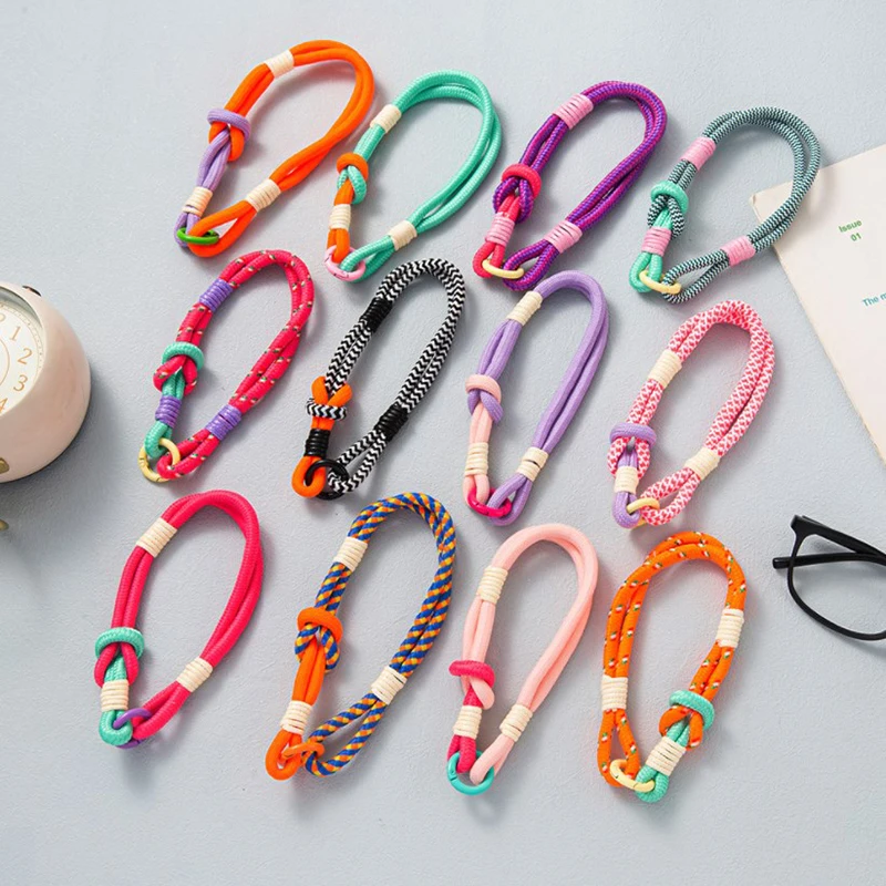 Stylish Lanyard Fluorescent Color Phone Strap Bag Braided Strips Keycord Hanging Trousers Accessories Keychain Wrist Rope