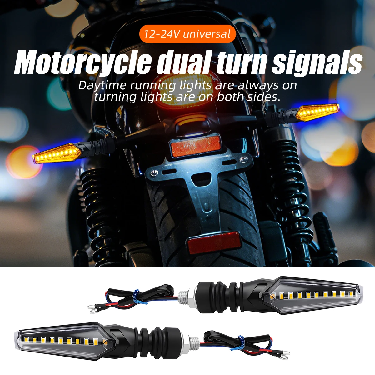 Luces Intermitentes Universales para Motocicleta, 2 Piezas, Color Azul Ámbar, Delanteras y Traseras, 12V, para Italika, KTM, Kawasaki, Yamaha, Suzuki