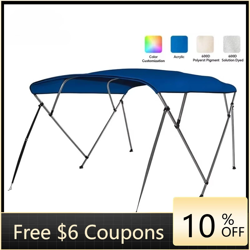 

Тент-бимини для лодки с 4 дугами, алюминиевая круглая труба 80B33H, морские принадлежности, ткань 600D Solution Dyed, чехол-тент для лодки