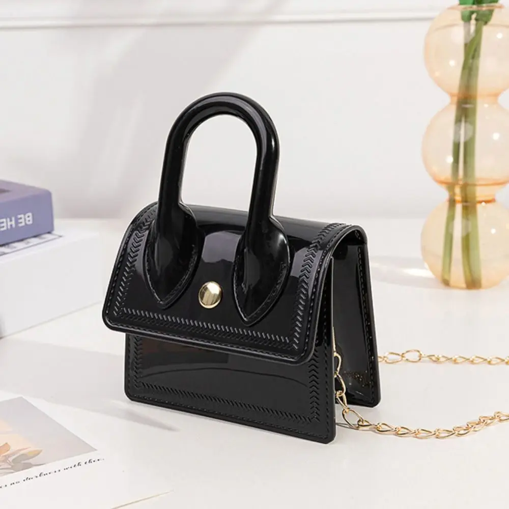 

Elegant Pvc Transparent Crossbody Bag Chain Strap Jelly Color Mini Lipstick Bag Small Handbag Candy Color Shoulder Bag Shopping