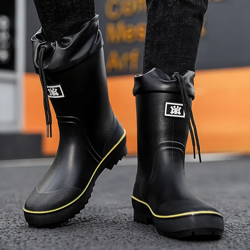 Zapatos De lluvia Para Hombre, Botas De lluvia para acampar y pescar al aire libre, Botas impermeables informales antideslizantes resistentes al desgaste, Botas De Lluvia Para Hombre