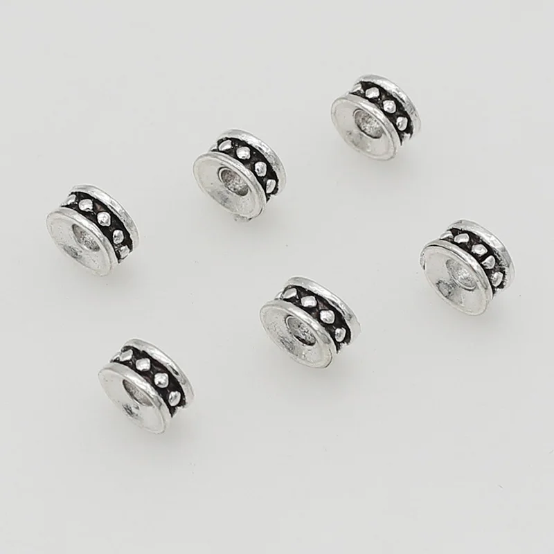 50pcs/lot Simple Wheel Shape Loose Beads Spacer 6mm Handmade Bracelets Necklace Jewelry Metal Beads Charms DIY Jewelry Findings
