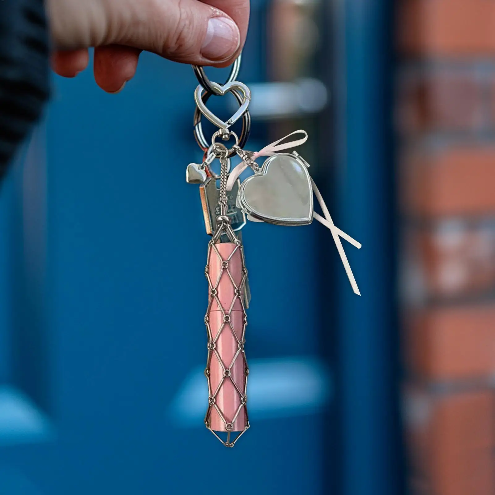 リップグロスオーガナイザー リップクリームキーリング収納 ミラー付き 旅行用 コンパクト口紅収納用品 妻ガールフレンド用