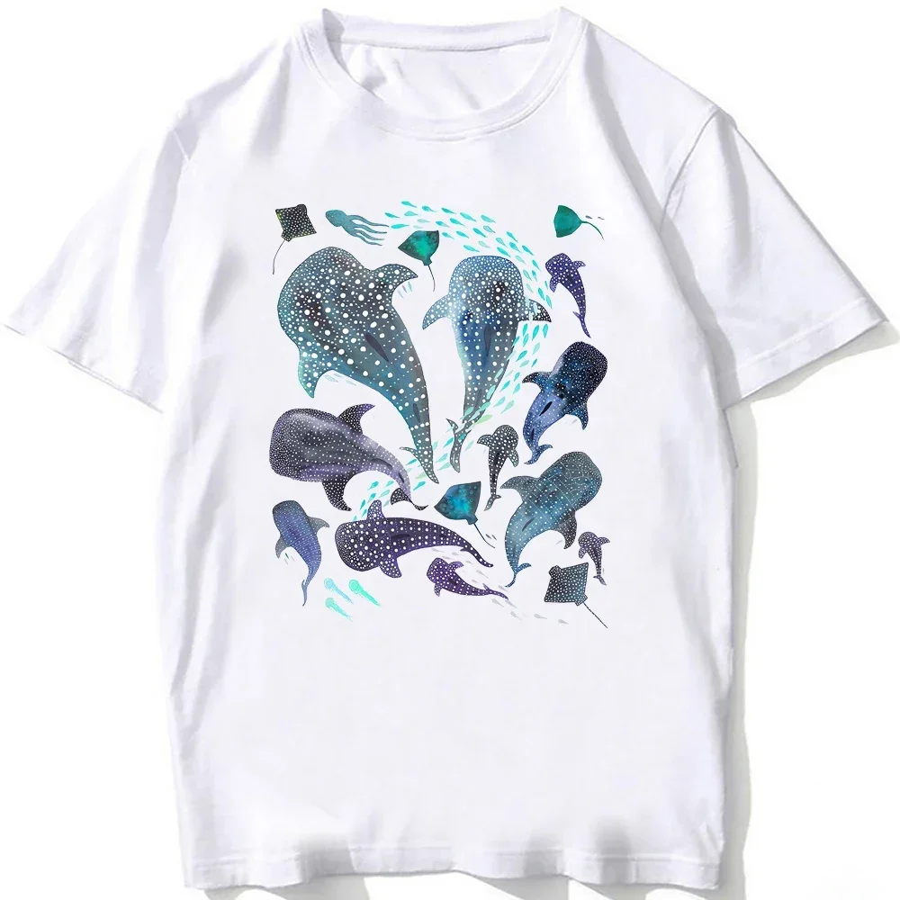 2026 Casual T Shirts Beach Diving White Tshirt Vintage Tees Whale Shark Anatomy T-shirt Women Hip Hop  Aesthetic Clothes