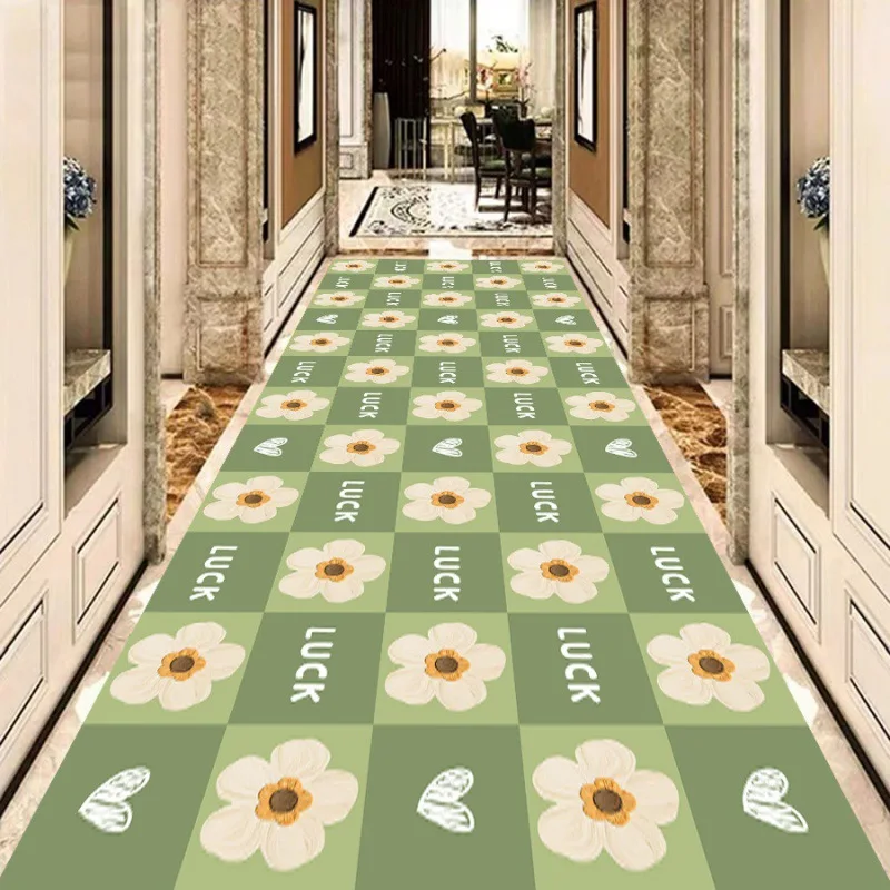 Green flower Long Carpet For Stairway Hallway Carpets Nordic Home Corridor Carpets Aisle Rug Party Wedding Runner Area Rugs