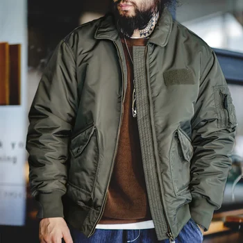 Maden Herren CWU-45P Bomberjacken Herbst und Winter, winddichter, verdickter Mantel, orangefarbenes Futter, hochdichte Jacke aus wasserdichtem Stoff