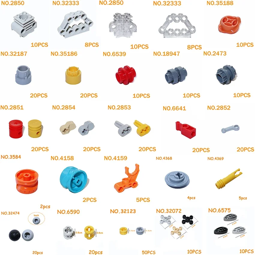 4159 35188 18947 2852 6539 Engine Cylinder Support Power-driven Building Blocks MOC Bricks Gear Series Mechanical Technical Part