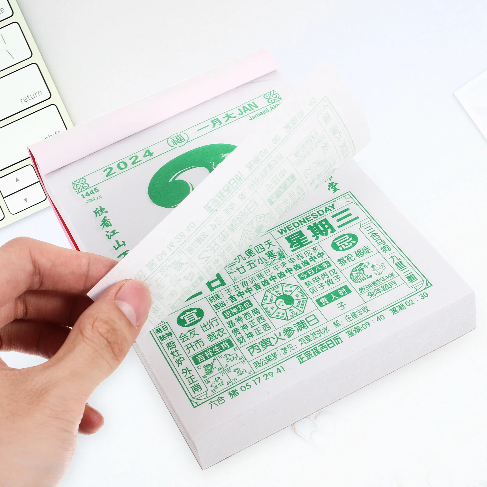 

2024 Wall Calendar Hand-Tearable Lunar Year Of Dragon Hanging Decorative Calendar For Home Office Dorm Thickened Paper Yearly