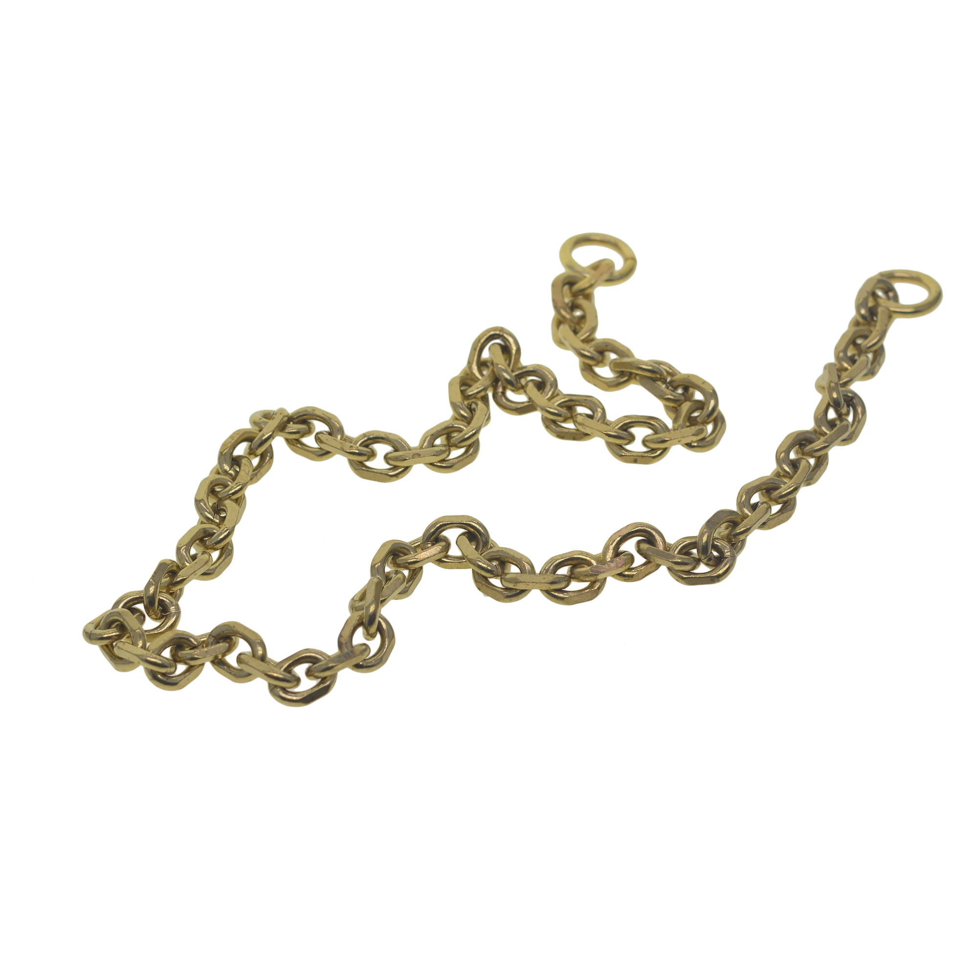 Classic biker Fine solid brass large 9 mm thick Itlay carved oval link necklace wallet jean  pocket watch chain EDC DIY