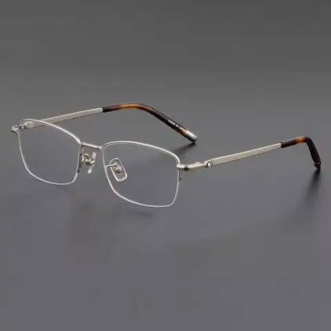 High-grade Pure Titanium Half-frame Glasses Frame Men's Custom Myopia Hyperopia Flat Light Discoloration Anti-blue Anti-fog Film
