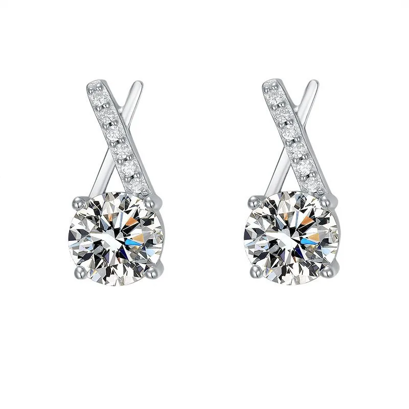 

Certified Moissanite D Color Stud Earrings for Women 100% 925 Sterling Silver Letter V Shape Brilliant Diamond Fine Jewelry