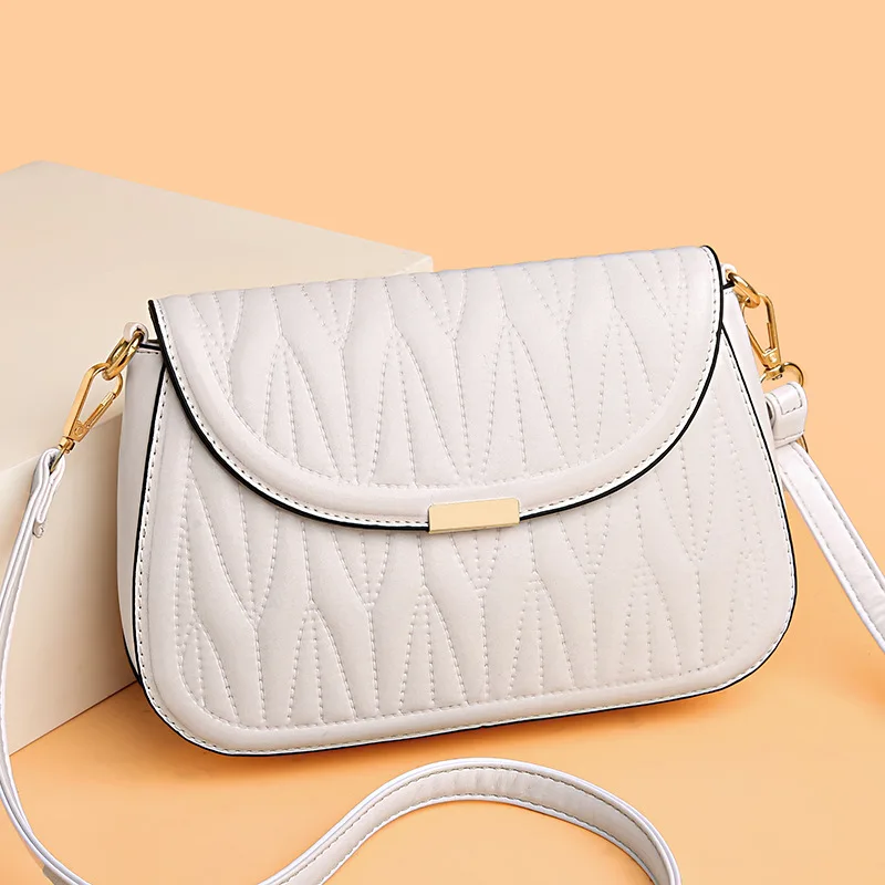 2024 New PU Soft Leather Small Square Bag Large Capacity Crossbody Bag Fashionable and Simple Middle Aged Mom Shoulder handbag