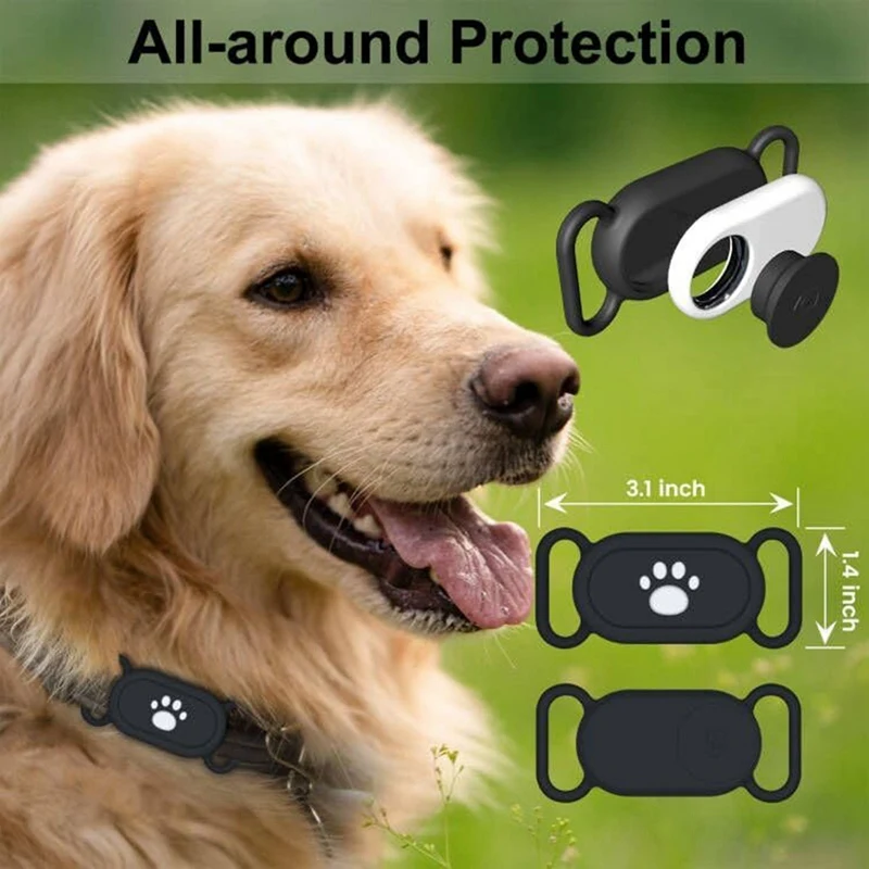 2 PCS Dog Collar Holder, Waterproof Anti-Lost Case Black & Pink Silica Gel For Galaxy Smart Tag 2 For Pet Dog Cat Collars