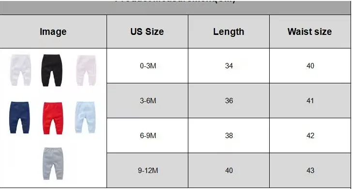 Unisex pantalones largos algodón bebé recién nacido 0-12 meses
