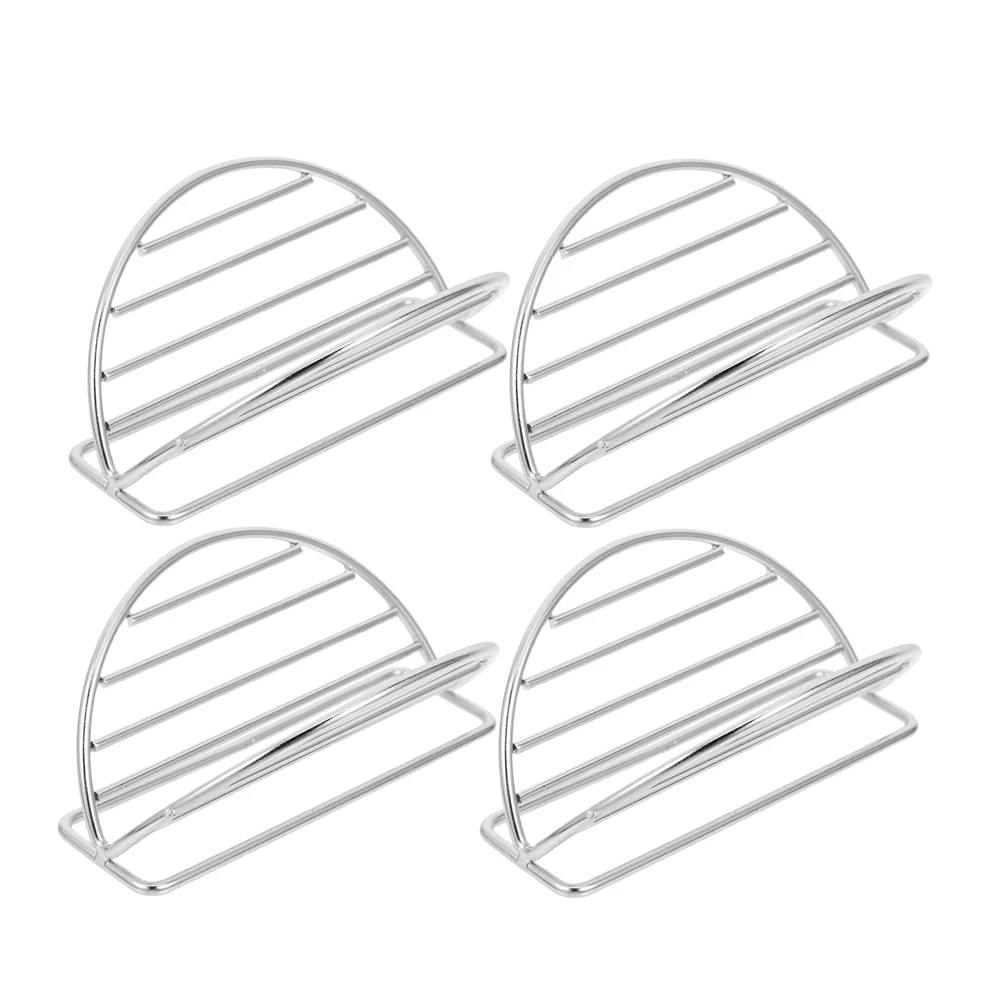 

4pcs Soft Holder Stainless Steel Plate Sushi Display Rack Board Mexican Snack Baking Street Taco Tray Dessert