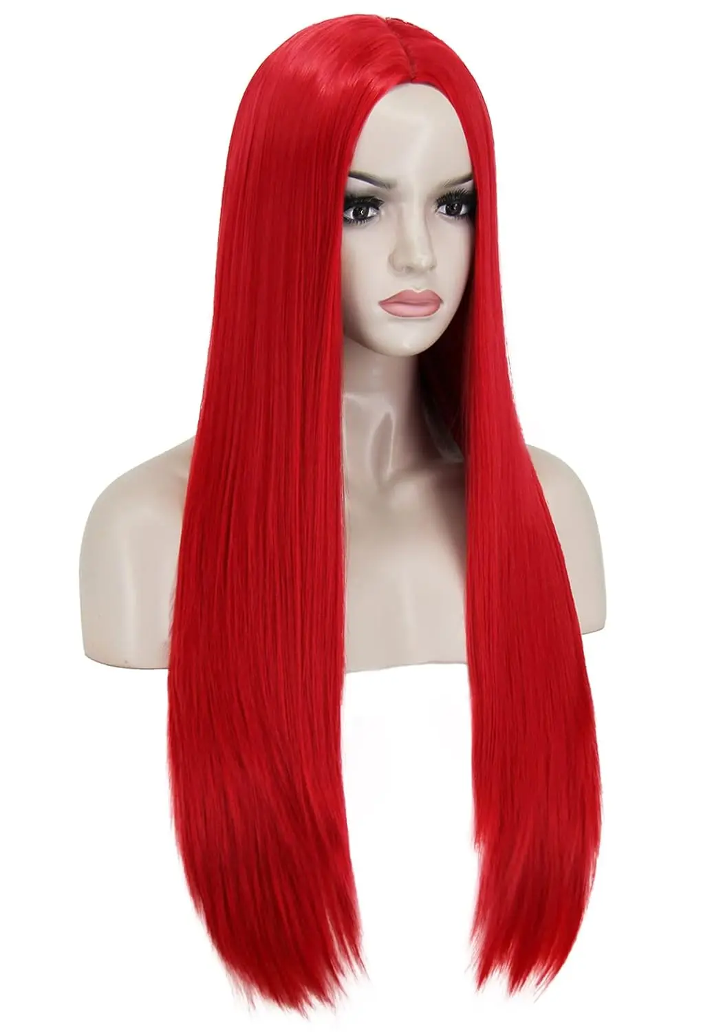 Peluca roja de Sally para Cosplay, peluca sintética roja larga y recta de pesadilla antes de Navidad, pelucas de pelo para fiesta de disfraces de Sally