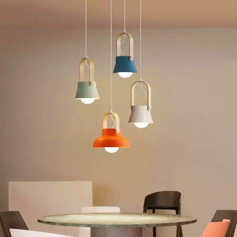 

Modern Metal Macaron Pendant Lights For Restaurant Coffee Shop Bedroom Bedside Colorful Hanging Lamp E27 Suspension Luminaire