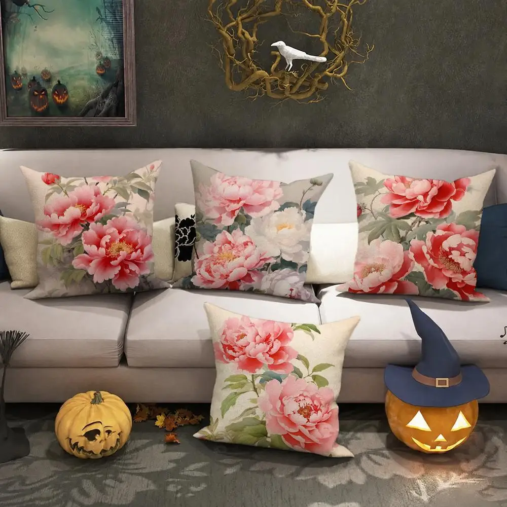 Peony Cushion Cover Halloween decoration trick or treat cushion cover, ghost, pumpkin head, bat decoration