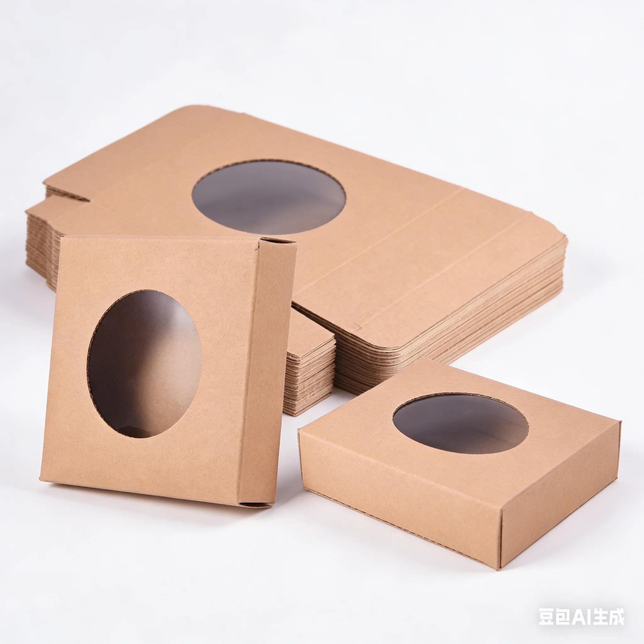 Kraft Paper Box with Round Window Handmade Soap Packaging Boxes Cosmetics Packing Boxes Candy Cookie Box Customized Logo