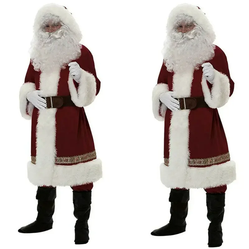 Deluxe Vater Weihnachten Santa Claus Kostüm Cosplay Santa Claus Kleidung Kostüm in Weihnachten Männer Kostüm Anzug für Erwachsene heiß