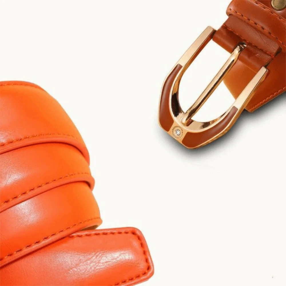 حزام نسائي على الطراز القديم، حزام جلدي كاجوال ناعم، حزام مزخرف بإبزيم معدني متعدد الاستخدامات يناسب الجميع