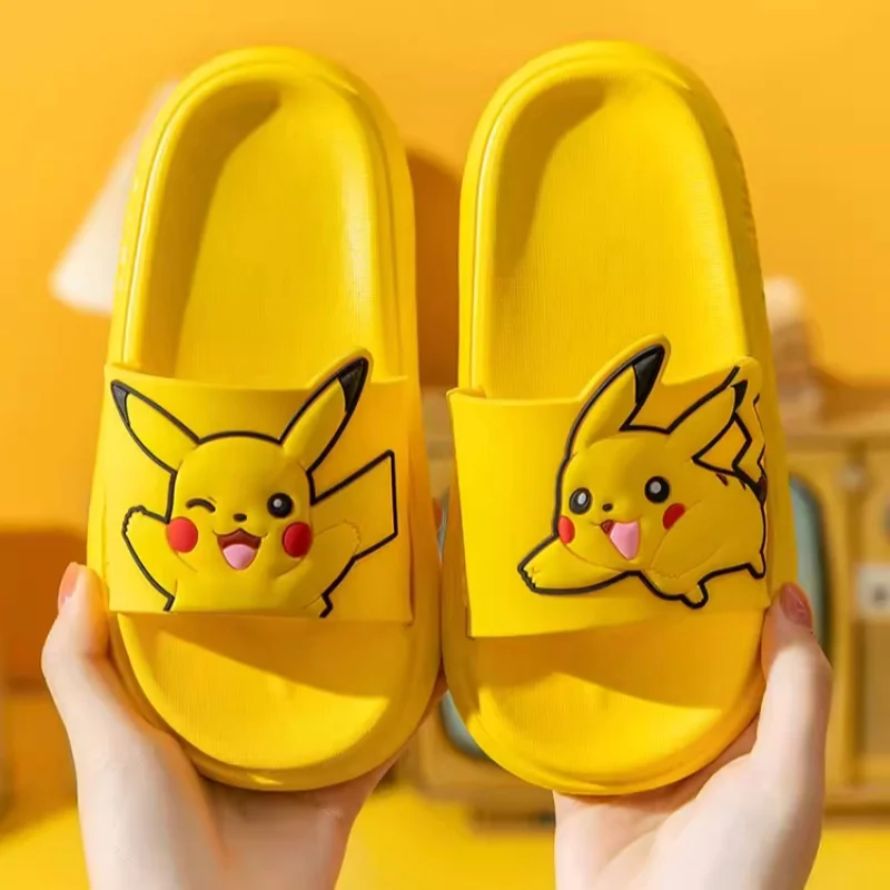 Cartoon Anime Pokemon Cute Pikachu Slippers Indoor House Kawaii Girl Bathroom Sandals Antislip Outside Beach Children Shoes Gift