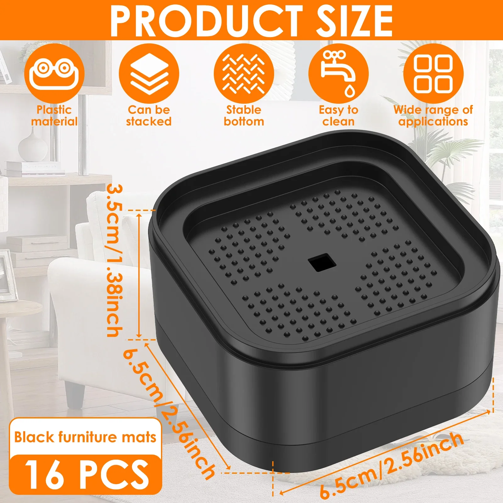 8/16 Pcs Furniture Risers Heavy Duty Bed Chair Table Heightening Foot Pad Non-slip Floor Protecto Furniture Feet Leg Lift image 6