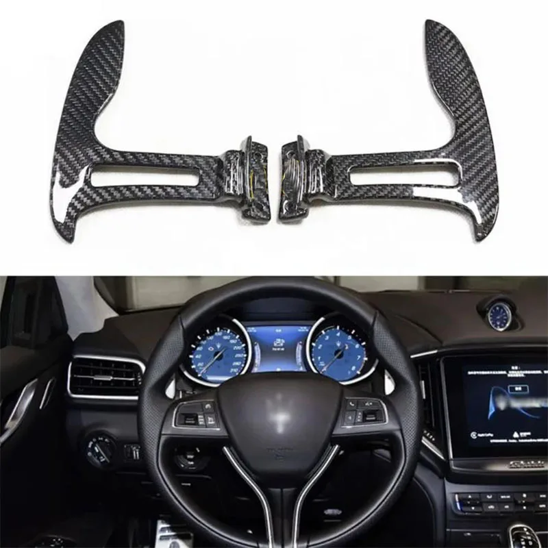 Real Carbon Fiber Car Steering Wheel Shift Paddle  For Maserati Ghibli Quattroporte VI Levante 2013-IN Interior Trim