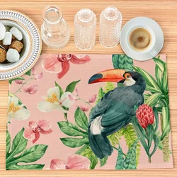 30X40CM Tropical Rain Forest Design Placemat Table Colorful Summer Theme Individual Tablecloth Jungle Plant Table Linen 1 pcs