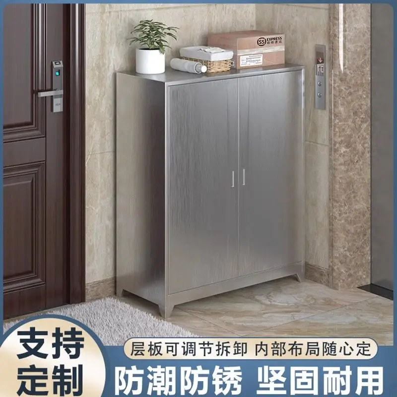 Stainless steel shoe cabinet balcony home door home storage locker entrance integrated storage sunscreen waterproof shoe cabinet