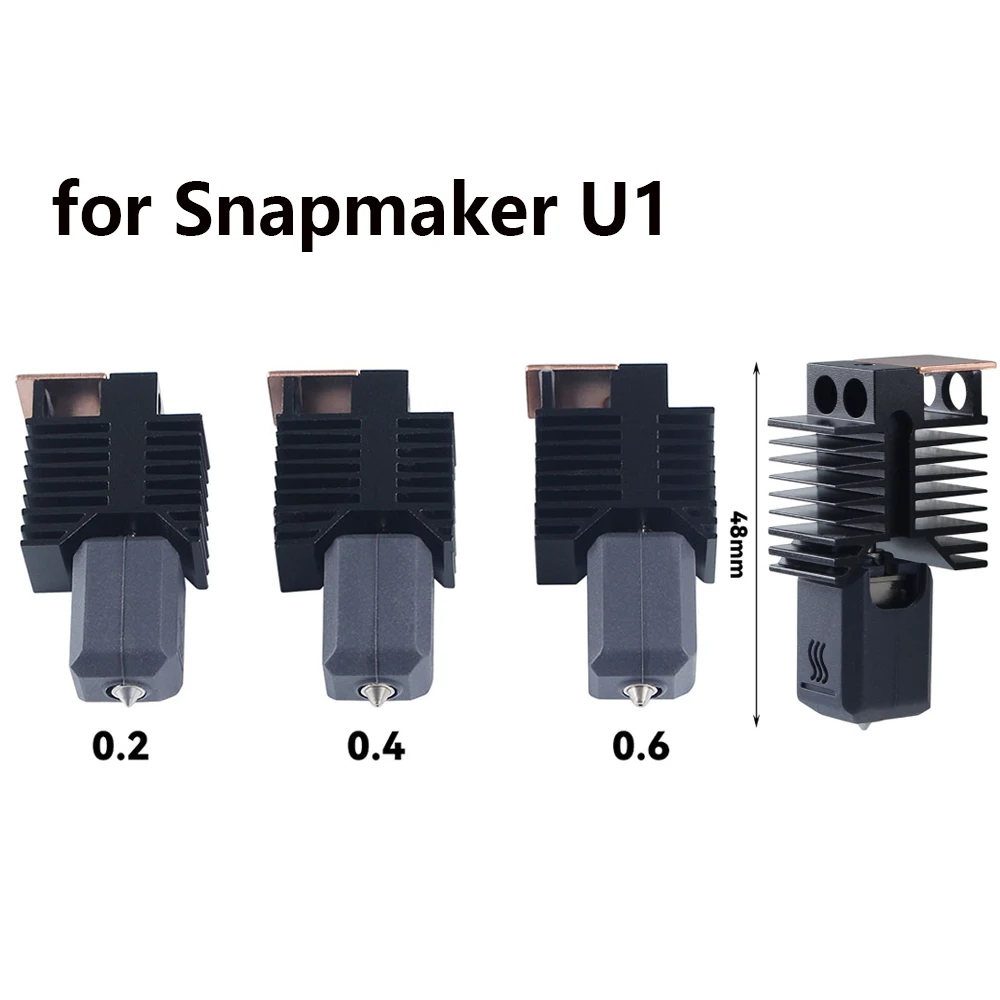 New 0.2/0.4/0.6mm Nozzle Hot End for Snapmaker u1 Fully Assembled Hardened Steel Nozzle Hot End Kit for Snapmaker U1 3D Printer