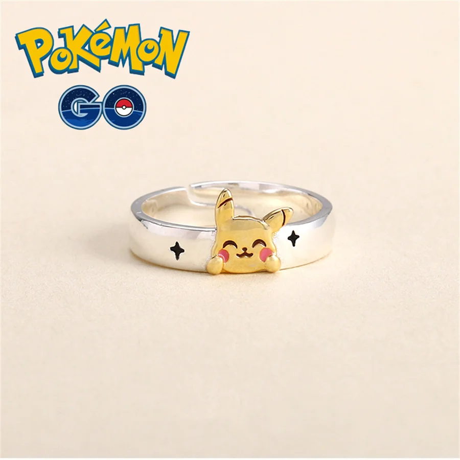 Pokemon Monster Ring Anime Pikachu Adjustable Ring Cartoon Lady Kawai Pikachu Cosplay Jewelry Accessories Girl Birthday Gift