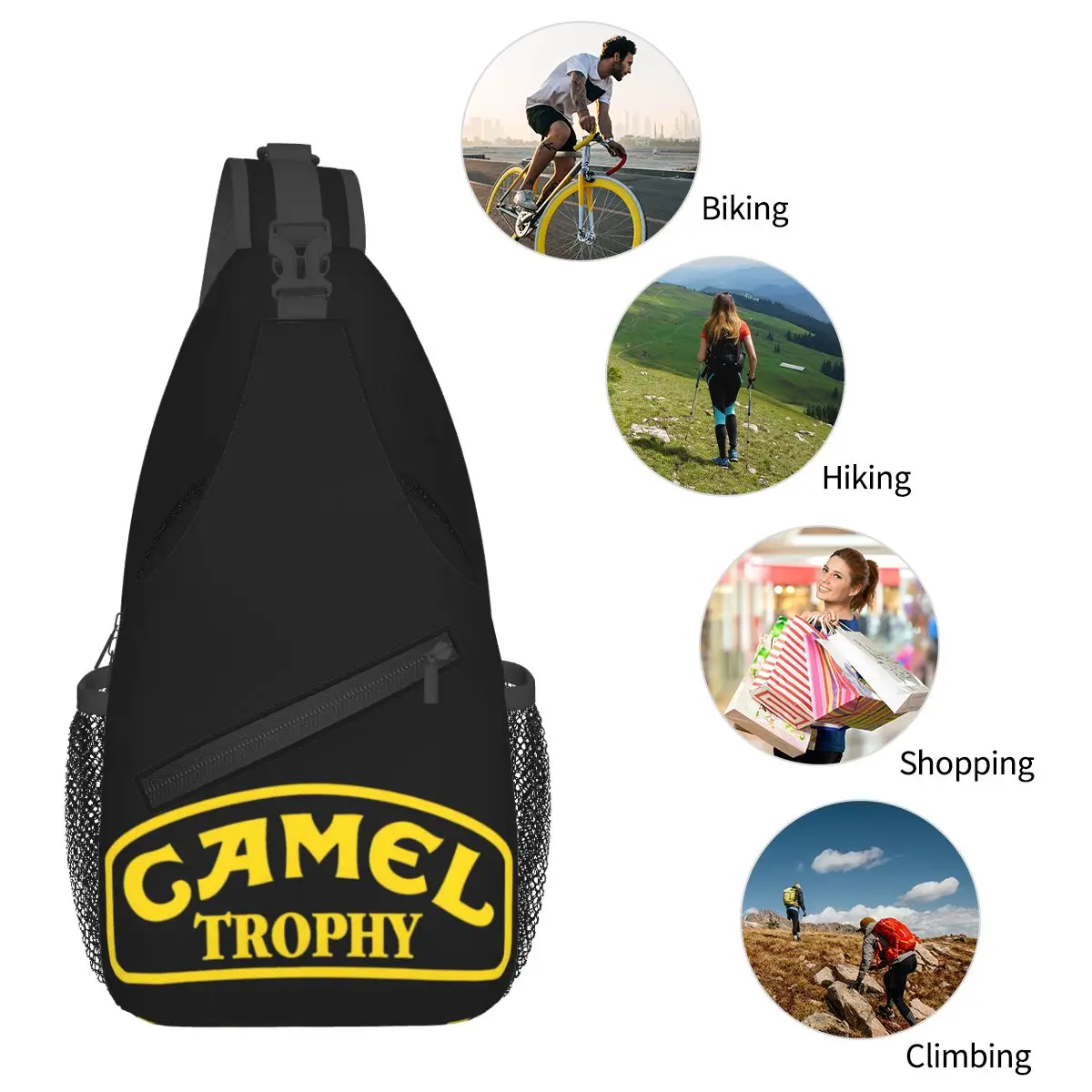 Camel Trophy Crossbody Sling Bags Men Women Chest Bag Shoulder Backpack Daypack for Travel Hiking Travel Bookbag