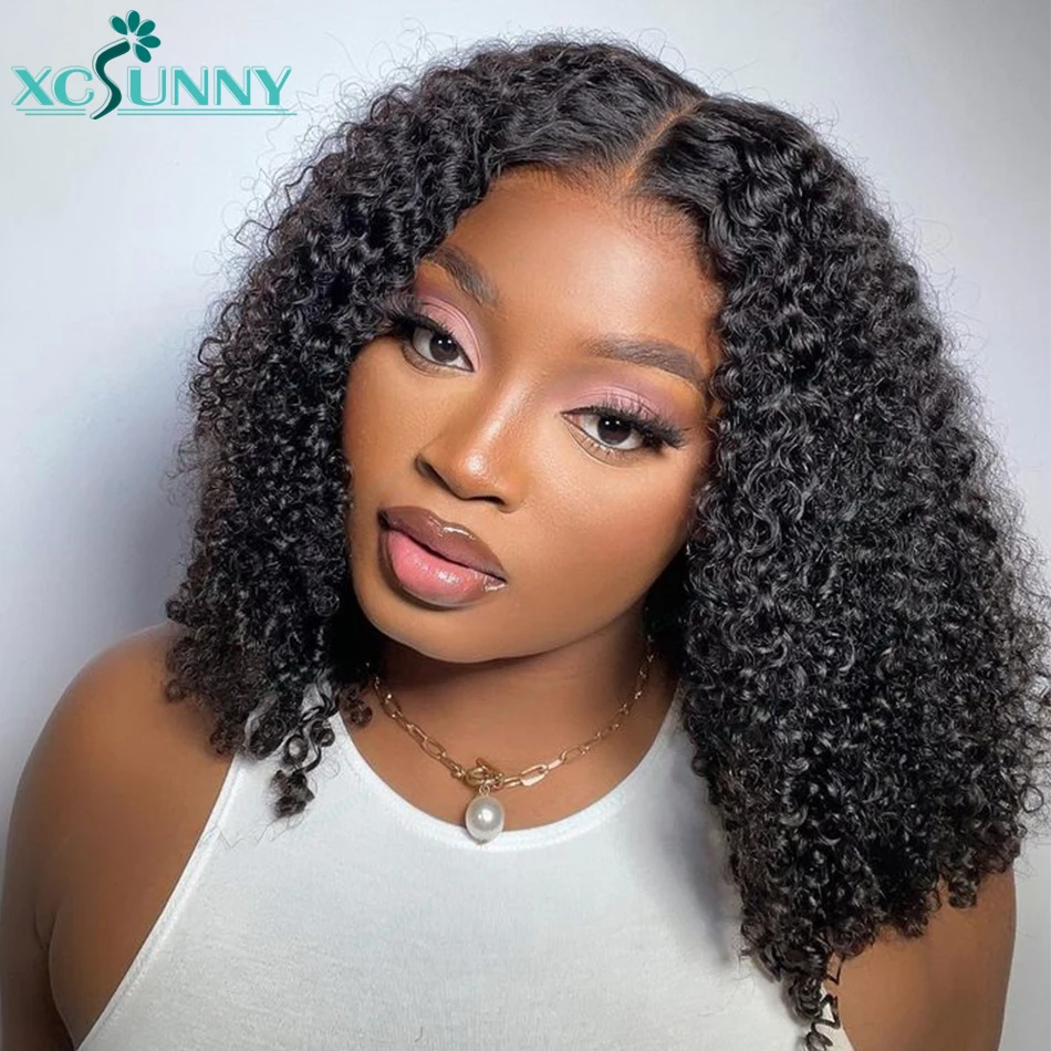 

Short Curly Human Hair Wigs Glueless Kinky Curly 13x6 Lace Frontal Wig Bob 5x5 Lace Closure Wig Human Hair Transparent Lace