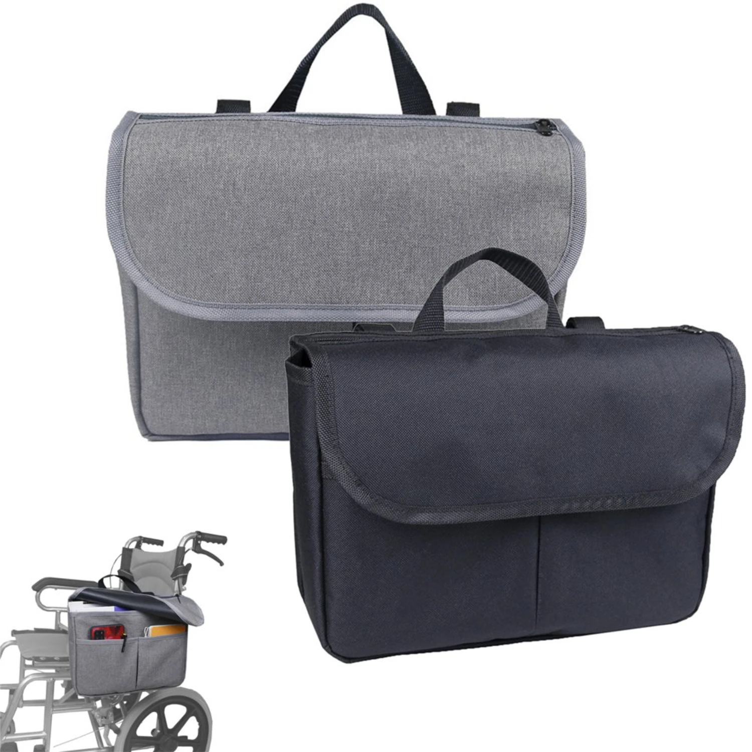 

Rollator/Wheelchair/Walker Side Bag - Tote Organizer with Phone Pocket - Storage Travel Pouch - Hanging Stroller for Women/Men/S