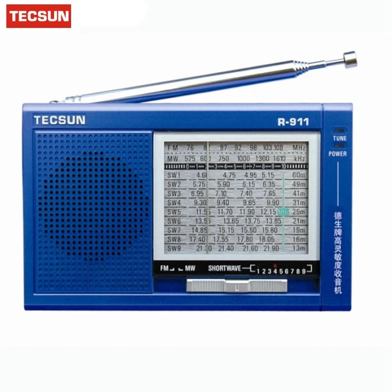 

Tecsun R-911 Radio Worl FM/MW/SW 11 Band World Receiver Multiband Radio High Sensitivity Stereo Radio Digital Receiver Digital