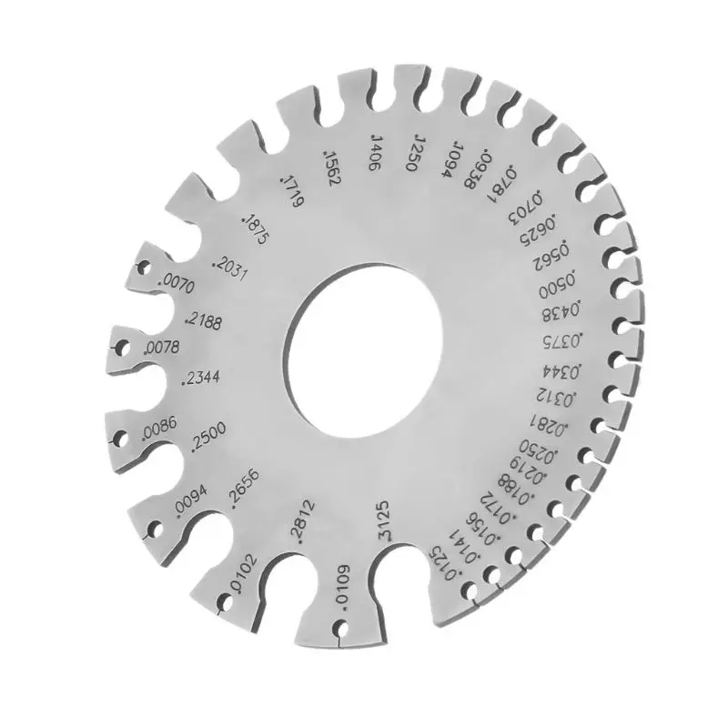 Stainless Steel 0-36 Round AWG SWG Wire Gauge Thickness Measuring Sheet 40JE