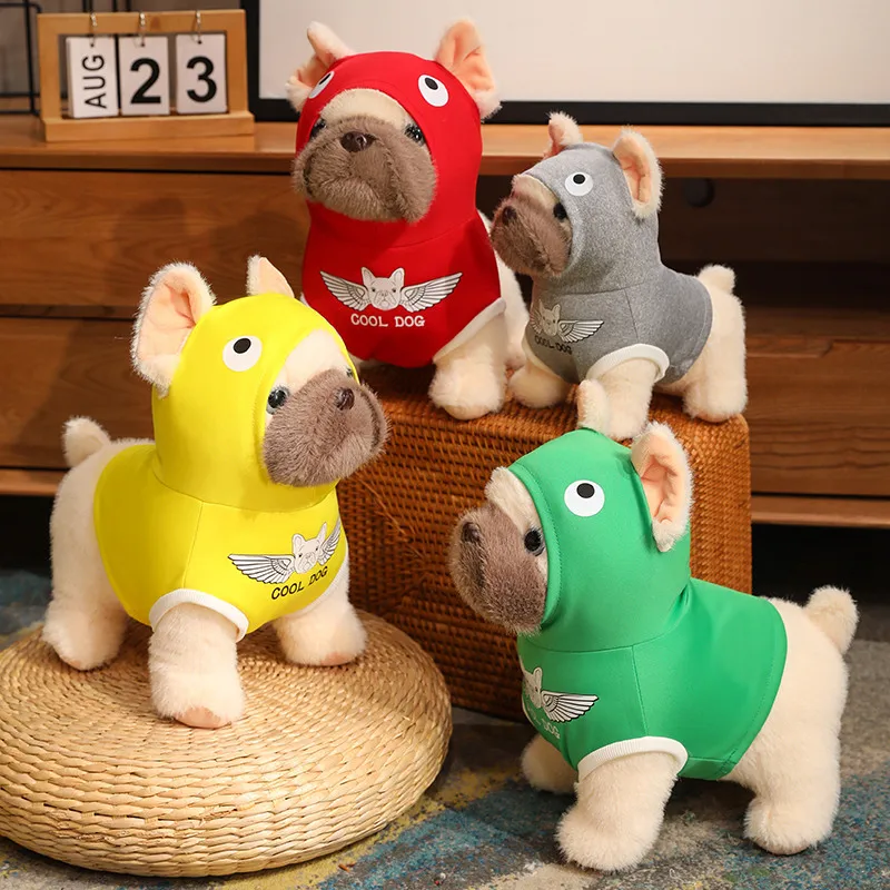 

Dressed Hoodie Cool Dog Doll Plush Toy Stuffed Standing Yellow Red Grey Green Puppy Doggy Plushie Peluche Cartoon Soft Gift