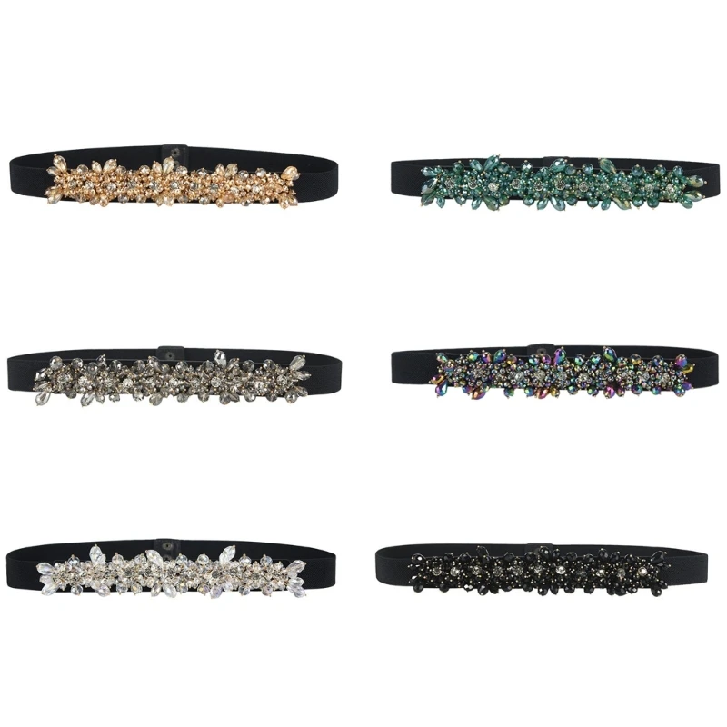 

Elastic Corset Belt Coat Belt Dress Belt Sparkly Rhinestone Belt Flower Belt Crystal Belts For Women For Evening Dresses