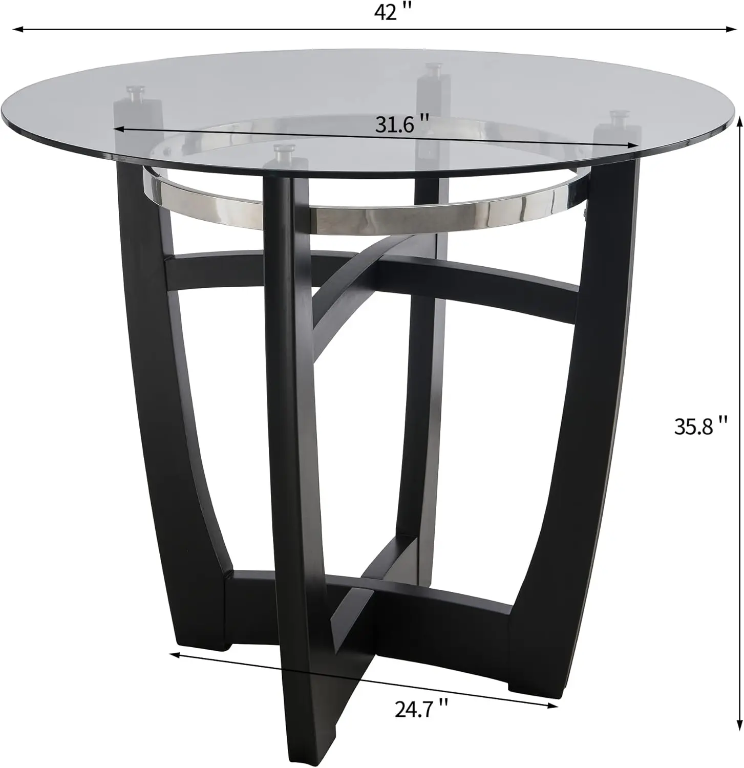 Glas Gegen höhe Steht isch Hocker Set von 4, 42 "" runden gehärteten Glass top Gegen höhe Tisch hocker Set 26 "" h Barhocker