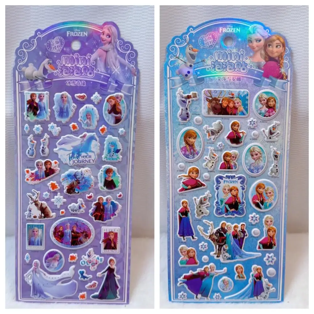 2Pcs Disney Princess Series Elsa Ariel Belle Three-Dimensional Bubble Cotton Stickers Diy Notebook Phone Case Girl Birthday Gift