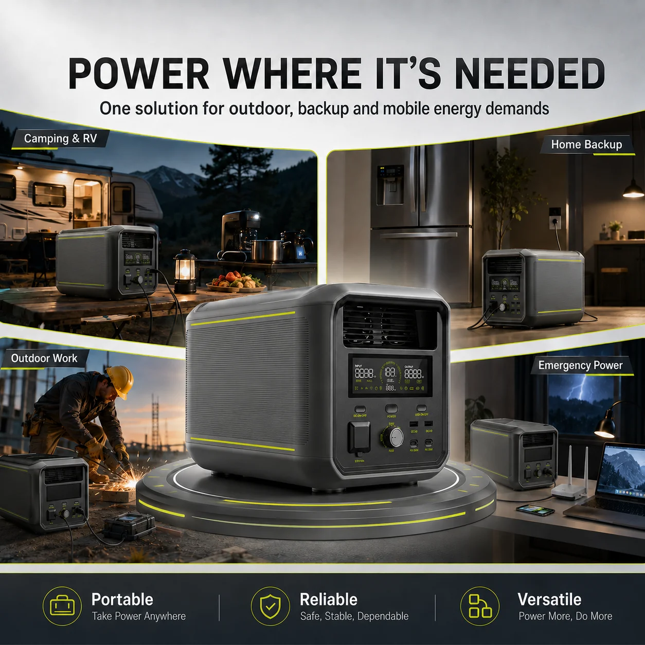 F3000 220V-240V 3000W Lifepo4 Portable Solar Power Station Outdoor RV Ups Power Supply For Home Emergency Backup