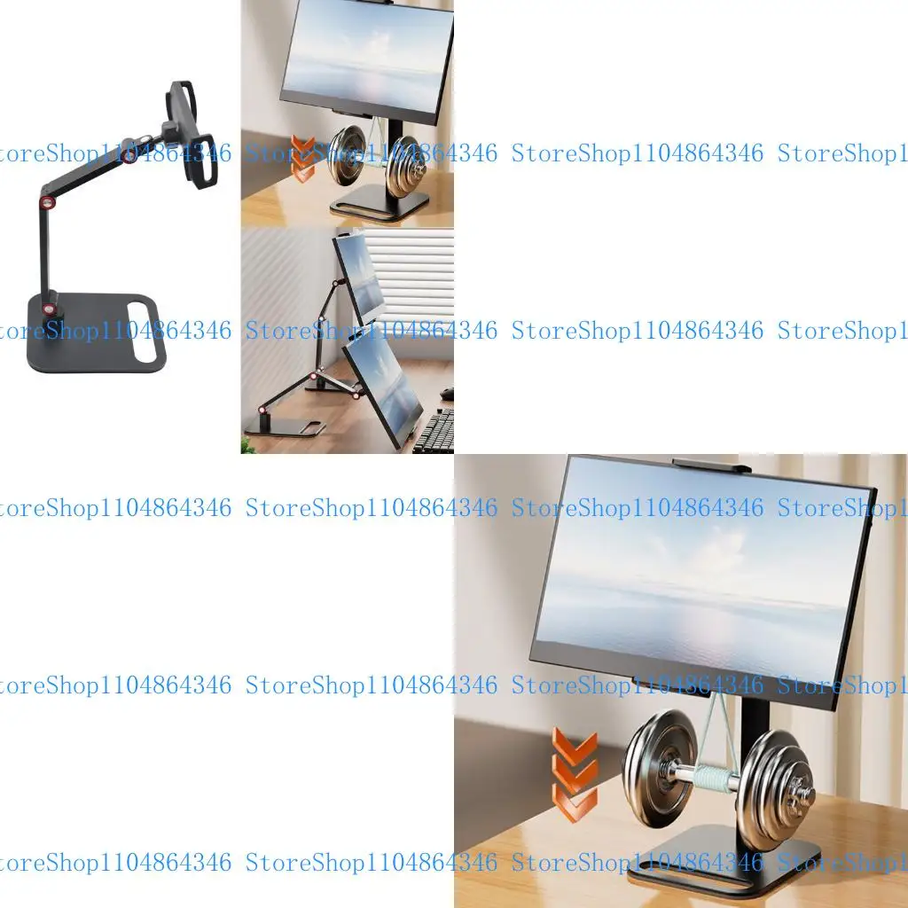 

5asd Adjustable Aluminum Portable Monitor Stand For 4.7inch-18inch Screens Phones/Tablets With 360Rotation & AntiSlip Base