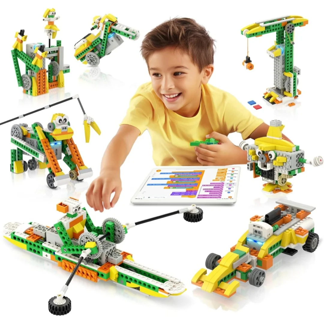 

Apitor Q Robot Building Kit 20-in-1 Programmable APP RC Car Robotics Coding Kit STEM Project Educational Birthday Gifts for Kids