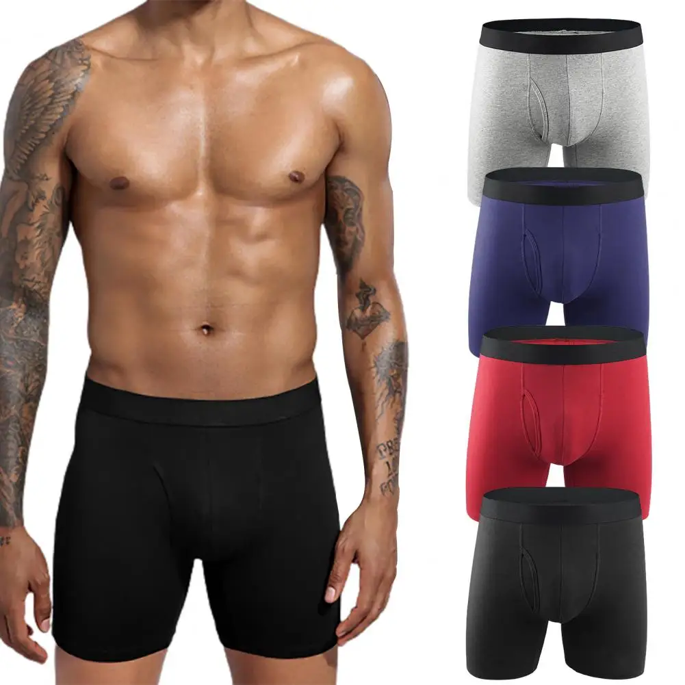 Boxers de algodão sem costura frontal para homens, cuecas Sport Boxer, baús de banho para natação