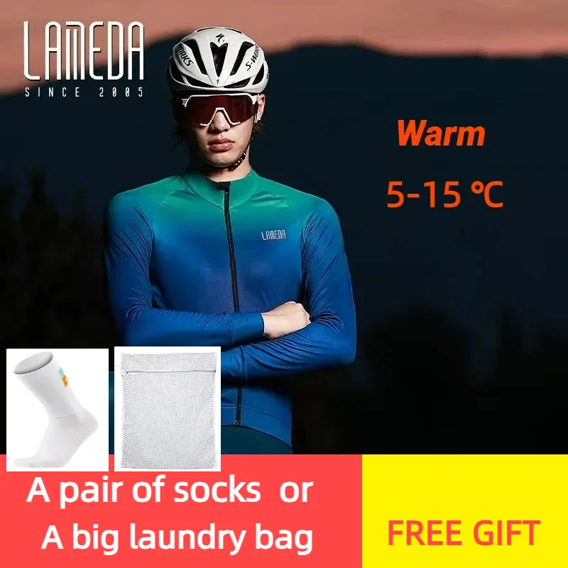 Lameda Men's Cycling Jerseys Warm Winter Men's Cycling Clothing Windproof Warm  Cycling Tops with Pockets Road Mtb Gears